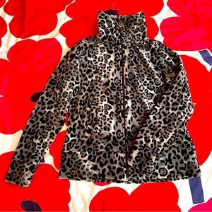 Silver grey leopard velour zip up jacket